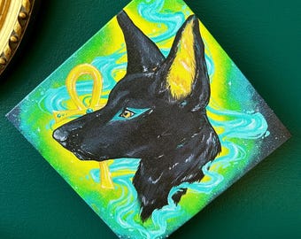 Anubis Egyptian Black Dog Canvas Print