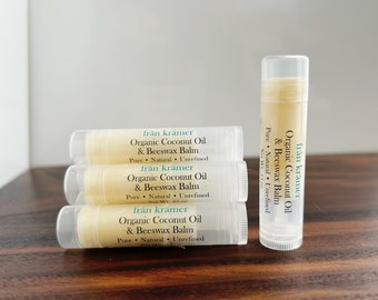 Organic Coconut Oil Lip Balm /Organic Lip Balm / Unscented Lip Balm / Virgin Coconut Oil Lip Balm / All Natural Lip Balm (Qty 1)