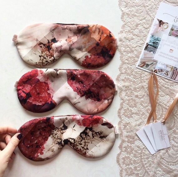 Floral Silk Sleep Mask / Silk Sleep Mask / Floral Satin Mask / Etsy