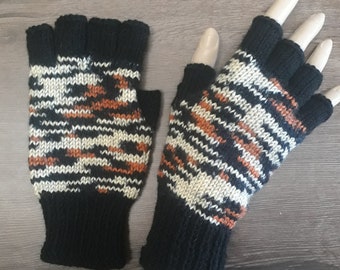 Hand-knitted multicolor  half finger gloves, Gloves & Mittens, Gift Ideas, Rainbow gloves, Christmas gift,Arm warmers, Handmade arm warmers