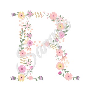 Monograma floral em ponto cruz contado com letra inicial R padrão de bordado PDF Download