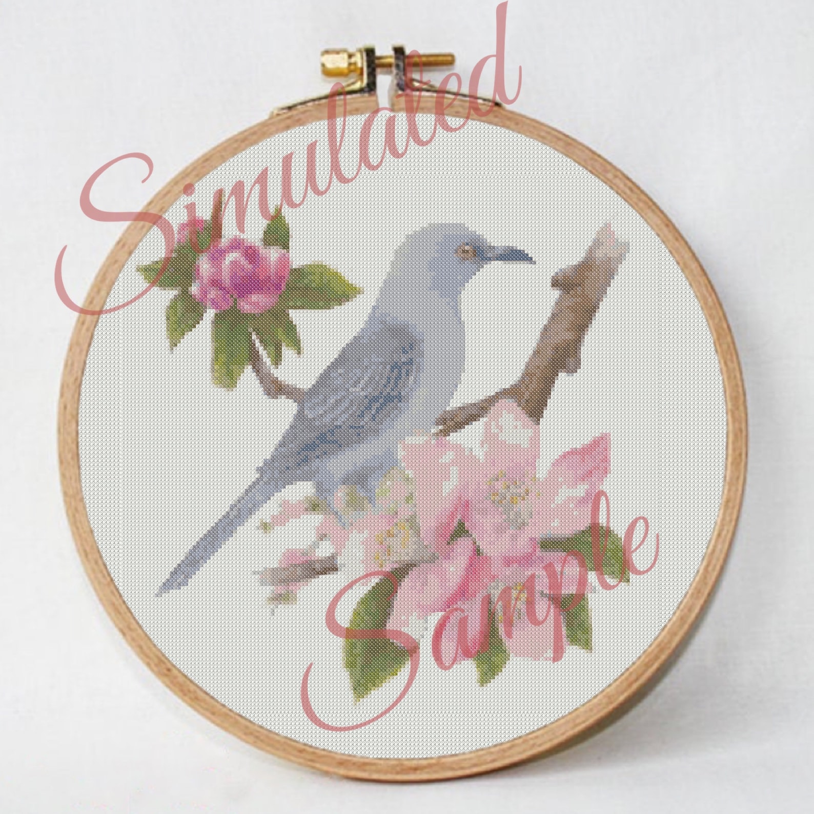 Arkansas State Bird Mockingbird and Apple Blossom Flower Digital Small ...