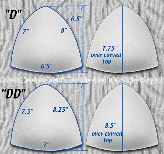 Satiny Tricot Covered Push-up Triangle Bra Cups for Bra, Gown, Swimsuit,  Wedding, Prom. Sew-in White, Size C 