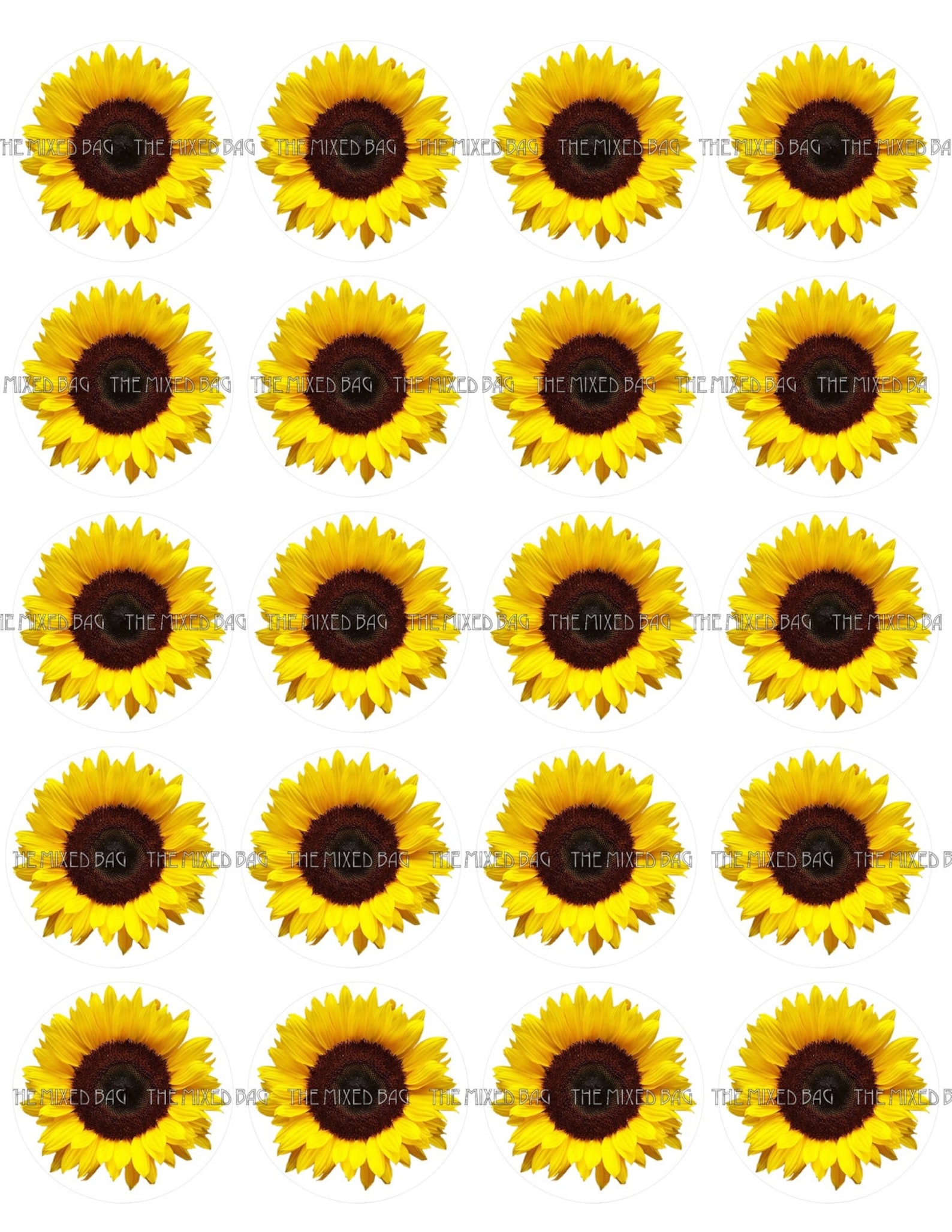 20 Sunflower Cupcake Toppers Clip Art Printable Photographs JPG