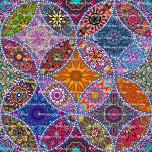 Mandala Madness Bright Colors Quilt Block Seamless Digital printable craft paper, Origami, Scrapbooking 24 Different Mandalas went into this