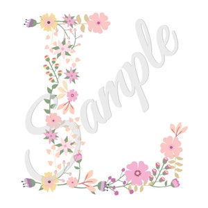 Monograma floral em ponto cruz contado com letra inicial L padrão de bordado PDF Download