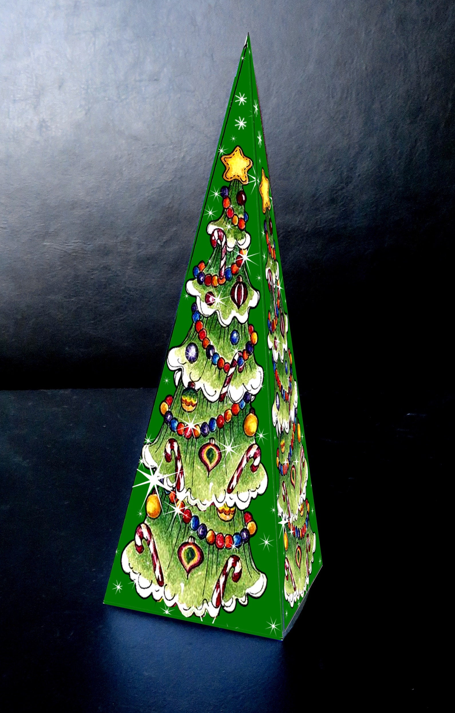 Cute Christmas Tree Pyramid Triangle Goody Treats Box Etsy