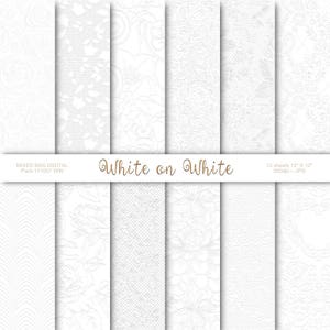 Wedding White-on-White Embossed look 12 sheet assortimento pack, Carta artigianale stampabile digitale, Origami, Scrapbooking - INSTANT DOWNLOAD Pack