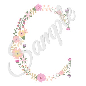 Contado ponto cruz floral monograma inicial letra C padrão de bordado PDF Download