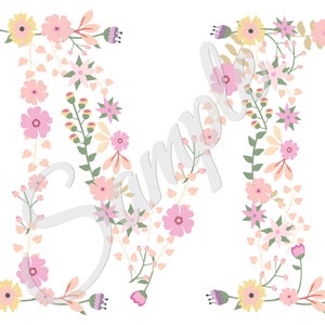 Monograma floral em ponto cruz contado com letra inicial M padrão de bordado PDF Download