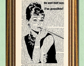 NOTHING IS IMPOSSIBLE - Audrey Hepburn Quote - Dictionary Art Print - Wall Art