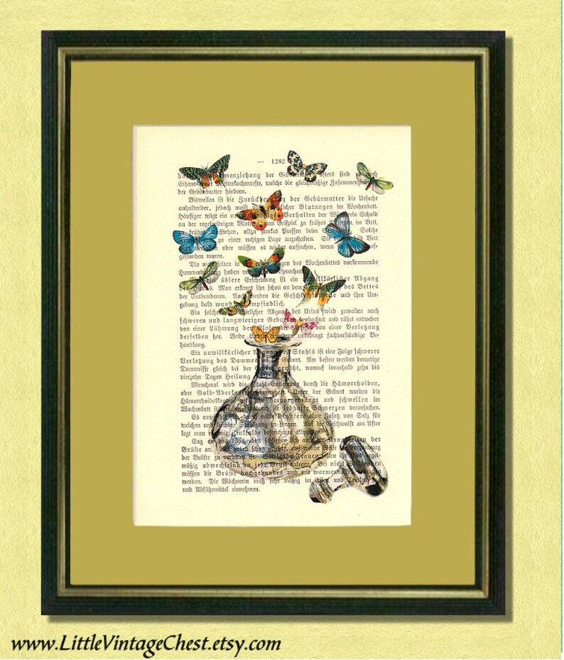 COLORS OF FRAGRANCE Perfume Bottle & Butterflies Dictionary art print vintage page print recycled Antique Book Page upcycled image 3