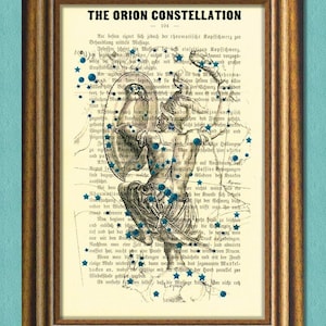 The ORION CONSTELLATION - The HUNTER - Dictionary art - Wall Art