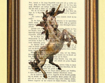 THE HEALING UNICORN - Fantastic beasts - Dictionary art  print - Wall art