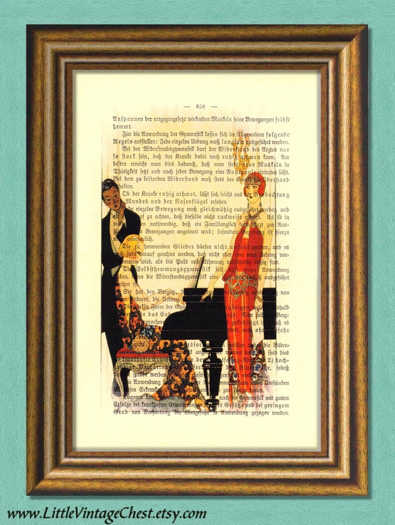 A PLEASANT EVENING At Downton Abbey Dictionary Art Print Vintage book page print upcycled image 1