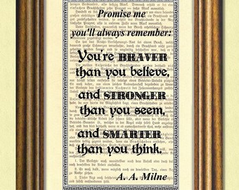 Braver Than You Believe - Dictionary art print - Wall Art - book page print recycled -