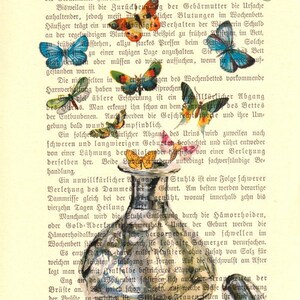 COLORS OF FRAGRANCE Perfume Bottle & Butterflies Dictionary art print vintage page print recycled Antique Book Page upcycled image 2