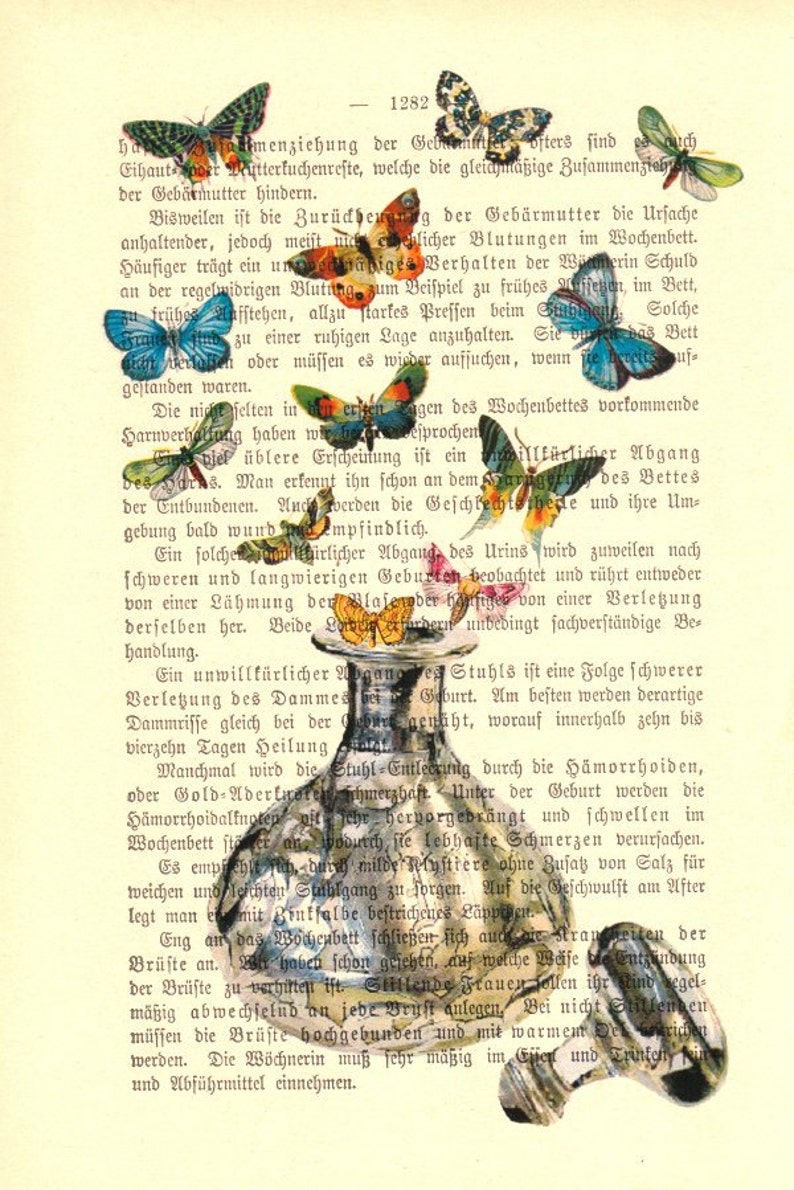 COLORS OF FRAGRANCE Perfume Bottle & Butterflies Dictionary art print vintage page print recycled Antique Book Page upcycled image 2