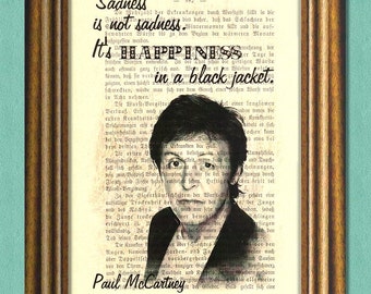PAUL McCARTNEY Beatles - SADNESS - Dictionary art print - Wall Art - book page print recycled