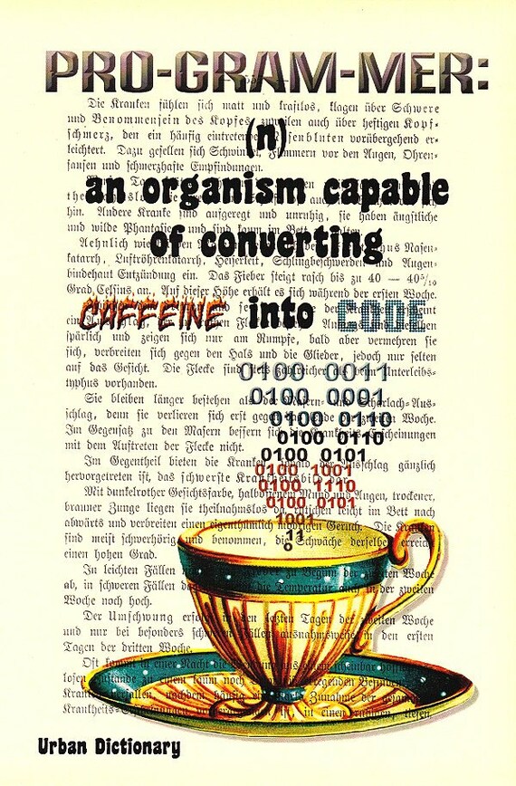 PROGRAMMER DEFINITION - Dictionary Art Print - Inspirational Quote - Wall  Art - Upcycled Book Page Print