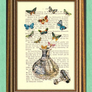 COLORS OF FRAGRANCE Perfume Bottle & Butterflies Dictionary art print vintage page print recycled Antique Book Page upcycled image 1