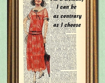 DOWNTON ABBEY WOMAN -Dictionary art print- Upcycled antique book page print