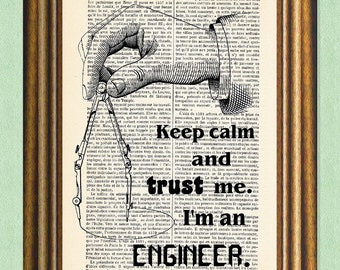 I'M AN ENGINEER - Dictionary Art Print - Quote on Book Page - Wall Art