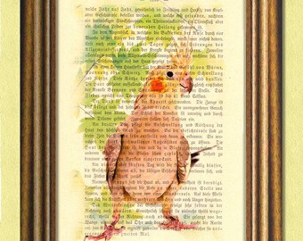 SANSA the COCKATIEL  -Parrot -Parakeet -Dictionary art print -Recycled antique book page