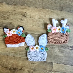 Gehäkelte Waldhütchen, Gehäkelte Fuchsmütze, Gehäkelter Hasenhut, Häkeln