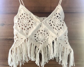 Crochet crop top, crochet coverup, boho crop top, crochet tank top, boho tank top, crochet beach coverup, crochet festival top, granny squar