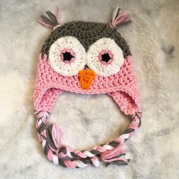 Crochet owl hat, owl ear flap hat, baby owl hat, children’s owl hat, adult owl hat, baby photo prop, crochet photo prop, crochet woodland ha