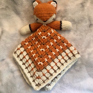 Crochet fox lovey, baby fox lovey, baby security blanket