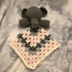 Crochet elephant lovey, elephant lovey blanket, baby lovey blanket, baby elephant lovey