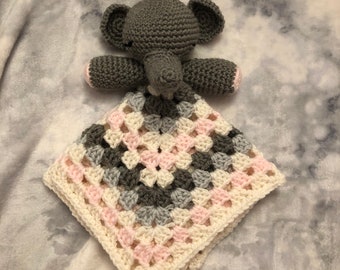 Crochet elephant lovey, elephant lovey blanket, baby lovey blanket, baby elephant lovey