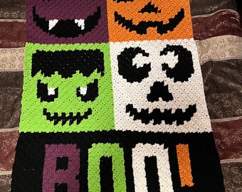 Gehäkelte Halloween Decke, gehäkelte Halloween Afghan, Häkeldecke,