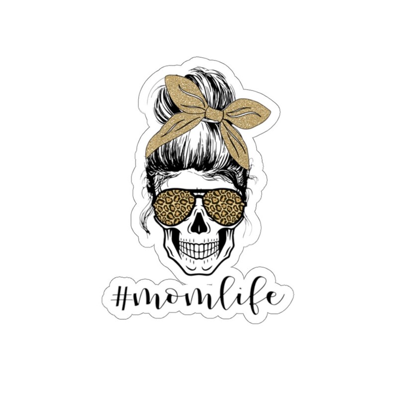 Download Mom Life Leopard Print Skull Sticker | Etsy