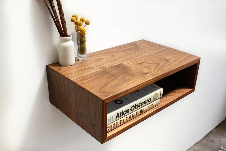 Floating Nightstand / Side Table in Walnut image 1