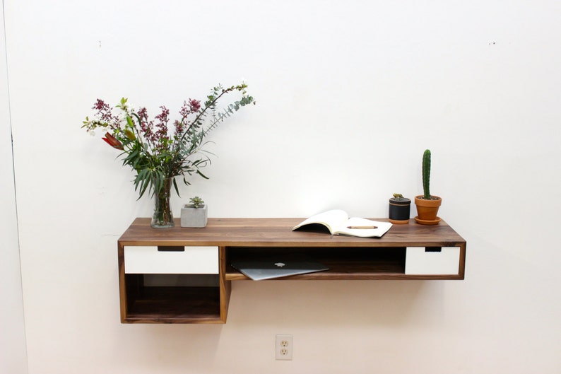 Floating Walnut Desk | Etsy