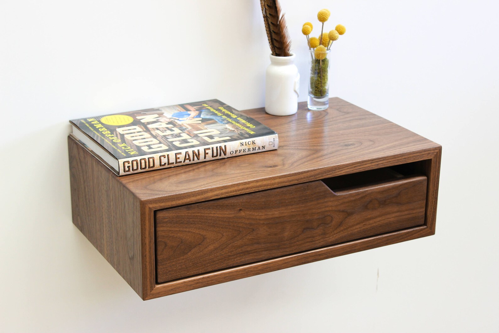 Walnut Hanging Nightstand / Bedside Table Etsy