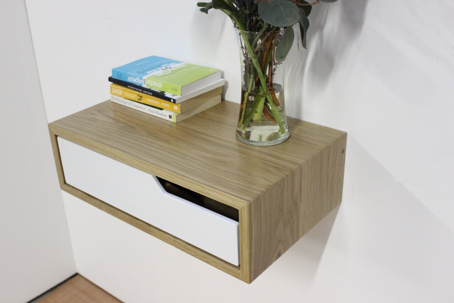 Floating Nightstands White Oak Modern Etsy
