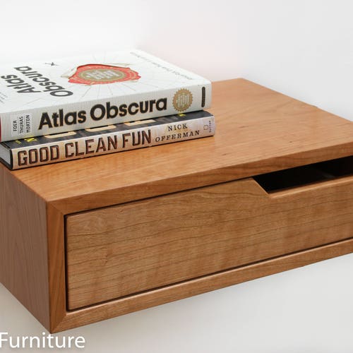 Floating Nightstand / Bedside Table Cherry Hardwood Etsy