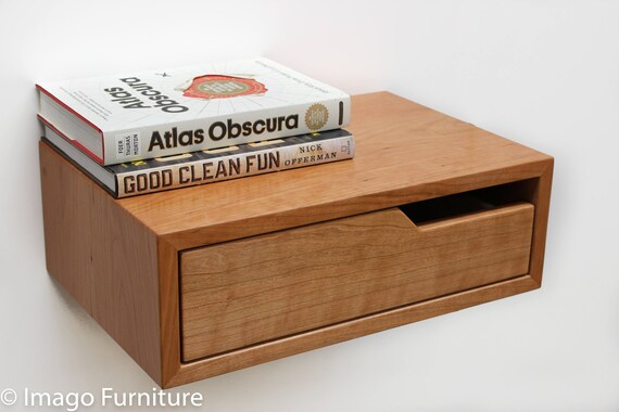 Floating Nightstand Bedside Table Cherry Hardwood Etsy