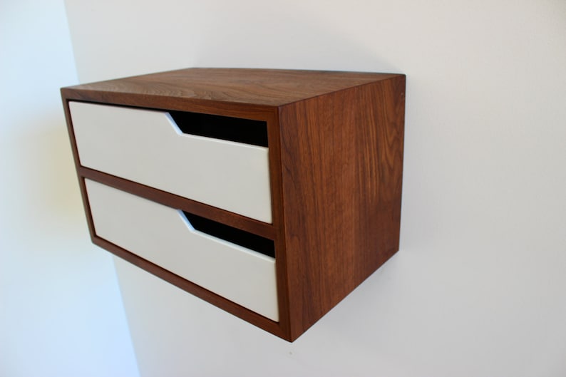 Floating Nightstand, with Shelf, walnut hardwood 20 L image 4