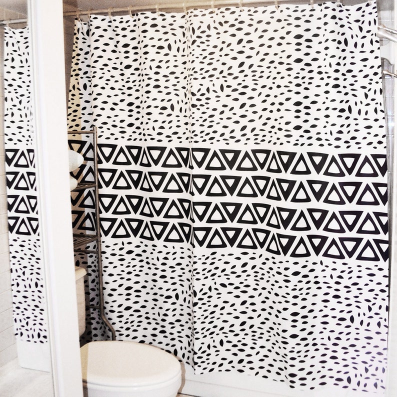 Aztec Black And White Shower Curtain Ii Minimal Tribal Design Great For Kids Bathroom