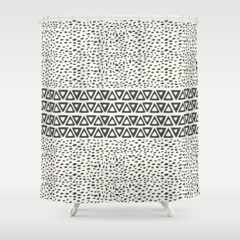 Aztec Black and White Shower Curtain II Minimal Tribal Etsy
