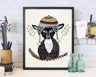 Hipster Deer - Animal Cute Illustration Poster for Your Home Decor