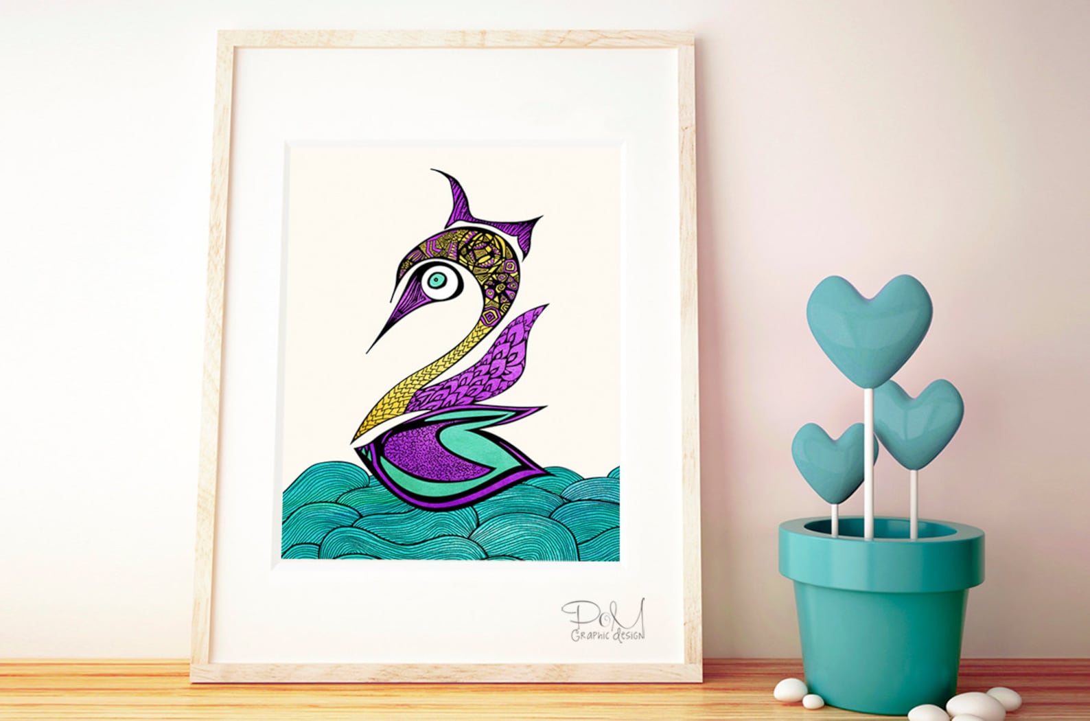 Colorful Whimsical Animal Wall Art Set of 3 Prints Swan Etsy