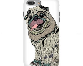A Happy Pug Phone Case - for iPhone Xs Max, Xr, Xs/X, 8, 7, 6 & Samsung Galaxy S7, S8, S9, S9+, S8+