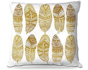 Golden Feathers Decorative Throw Pillow – 6 Sizes Available