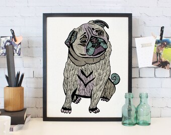Poster Print - Ares The Pug -  8x10 or 11x14 For Your Home Decor